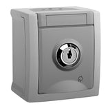 Priza schuko cu cheie IP54 Pacific Panasonic Gri