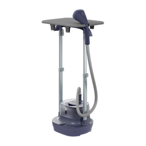Aparat de calcat vertical cu abur de inalta presiune Electrolux Refine 700 E7US1-4MN, 2-in-one, suport pentru calcare orizontala sau verticala, umeras haine, 1800W, jet abur 36 g/ min, 5 bari, 2.5 l, manusa cu protectie termica, perie haine, Albastru