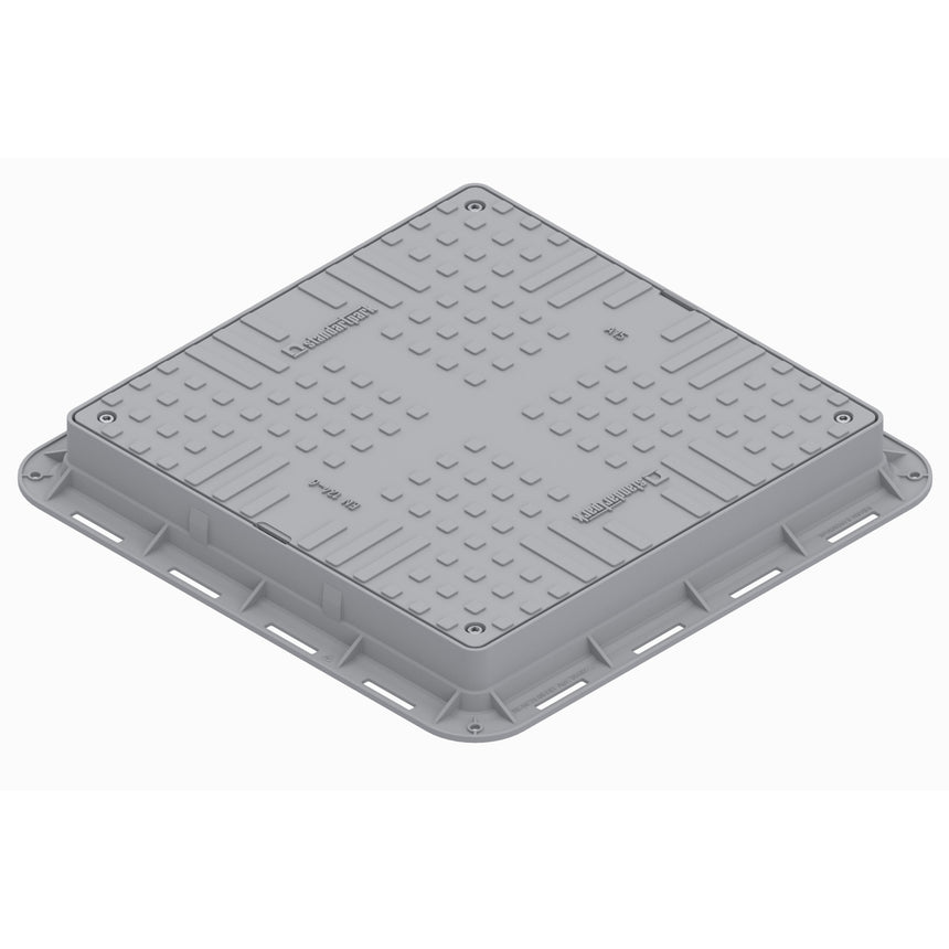 Capac Plastic Urban, VODALAND, Gri, patrat, necarosabil, 700x700 PL.550x550, Hext.80, cu 4 inchizatoare, A15