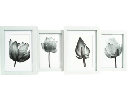 Rama Foto Multipla, Colaj 4 Poze, Alb 55x20, 8 Cm