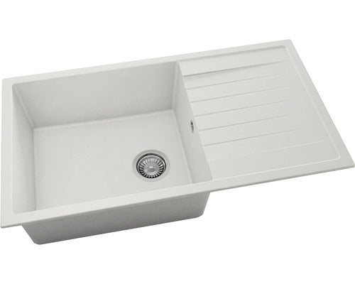 Chiuveta Bucatarie Cu O Cuva Fat Avangard 229 90x49 Cm, Cu Picurator, Fatgranit Pure White