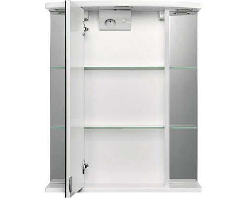 Dulap baie cu oglinda Jokey Havana, iluminare LED, etajere laterale, PAL, 55x66 cm, alb, IP 20