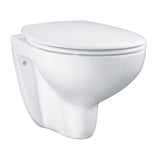 Set Vas WC Grohe Bau 39351000, include capac SoftClose, montare suspendata, Rimless, evacuare orizontala, clatire prin jet apa, Alb
