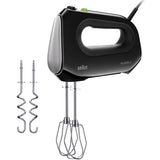 Mixer de mana Braun MultiMix HM2110BK 0X22211062, 500 W, 4 viteze + Turbo, Tehnologie SlowStart, 2 teluri, 2 carlige pentru aluat, Negru