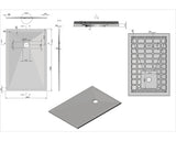 Cadita de Dus Dreptunghiulara Sanotechnik Kreta, 120x80x3,2 cm, Marmura Artificiala, 50020, Gri