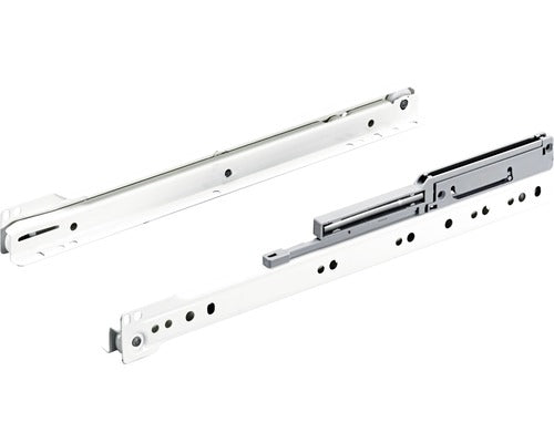 Glisiere Tip Sina Cu Bile Hettich 350mm, Max. 20kg, Cu Amortizor, Otel Vopsit Alb, 1 Pereche