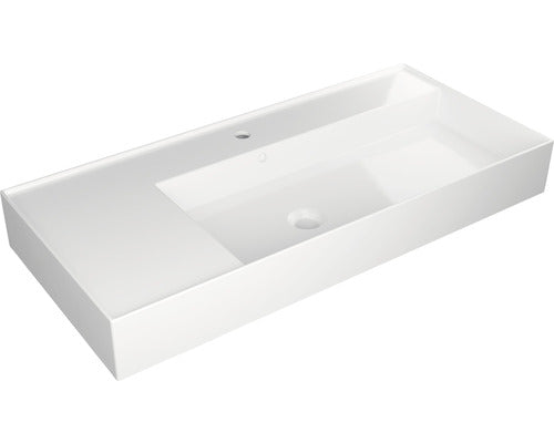 Lavoar ceramica Jungborn Quattro 101 cm, polita stanga, alb lucios
