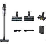 Aspirator vertical Samsung Jet 75E Complete VS20B75ACR5/GE, 0.8L, 25.2V, 550W, Digital Inverter, Perie Turbo pentru covoare, Perie Soft pentru parchet, perie Pet, 60 min autonomie, Argintiu