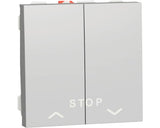 Intrerupator Pentru Jaluzele Schneider Unica, Simbol Sageti Sus-stop-jos, Nuanta Aluminiu