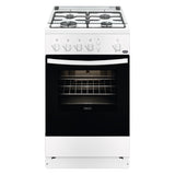 Aragaz Zanussi ZCG510U1WA, Gaz, 4 arzatoare, Aprindere electrica plita si cuptor, 50 cm, Alb
