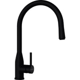 Baterie bucatarie Schock Kavus Cristadur Puro cu cap extractibil, aspect granit, cartus ceramic, negru intens