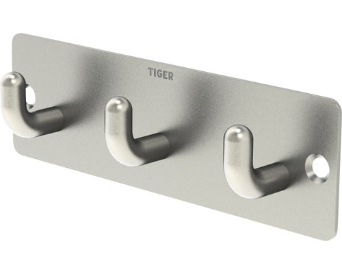 Cuier Pinky din inox mat cu 3 agatatori, prindere prin insurubare