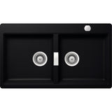 Chiuveta granit Schock Horizont N-200 Cristadur Puro 860 x 500 mm cu sifon automat, granit, montare pe blat, negru intens