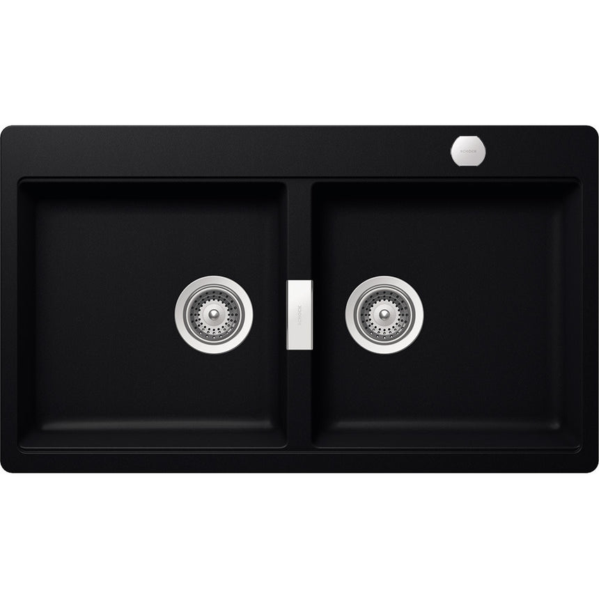 Chiuveta granit Schock Horizont N-200 Cristadur Puro 860 x 500 mm cu sifon automat, granit, montare pe blat, negru intens