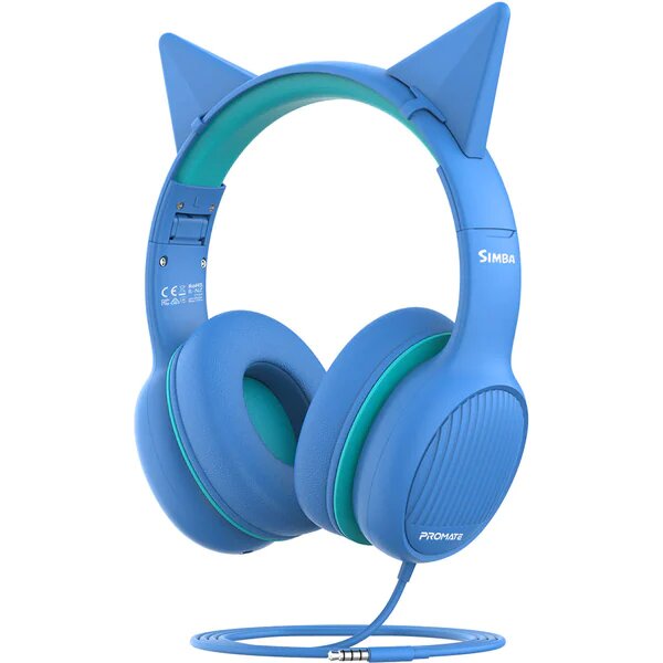 Casti Pentru Copii PROMATE Simba, Cu fir, On-ear, Albastru-Verde