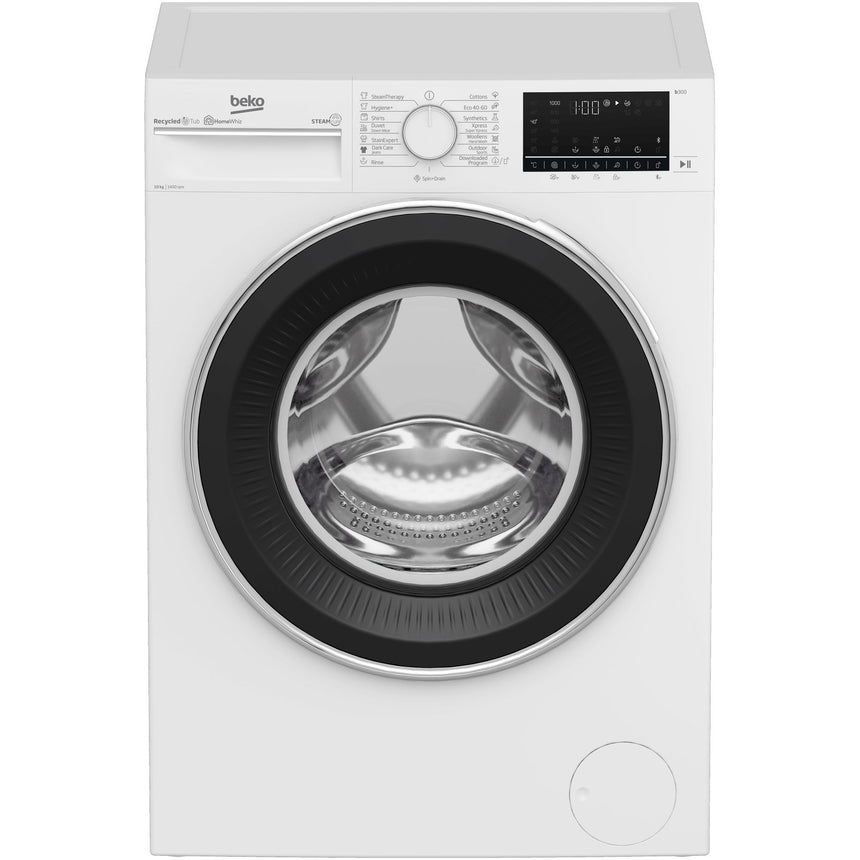 Masina de spalat rufe Beko B3WFU71042WB, 10 kg, 1400 RPM, Clasa B, Motor ProSmart Inverter, Steam Cure Hygiene+, AddXtra, Silent Tech, Aquafusion, Recycled Tub, Alb