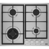 Plita incorporabila Beko HIYG64225SBO, Gaz, 4 arzatoare, Siguranta plita, Aprindere integrata, Gratare fonta, 60 cm, Inox