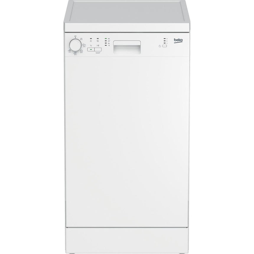 Masina de spalat vase Beko DFS05024W, 10 seturi, 5 programe, Clasa E, Flexible HalfLoad, Program Mini 30 minute, Clean&Shine, 45 cm, Alb