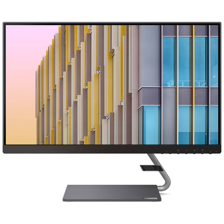 Monitor LED IPS Lenovo Q24h-10, 23.8", QHD (2560x1440), 75Hz, 4ms, AMD FreeSync™, HDMI+USB Type-C, 3-side borderless with speakers (2 x 3W) - Raven Black / Iron Grey Stand