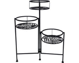 Suport Flori, Pliabil, 3 Ghivece, H 58 Cm, Negru