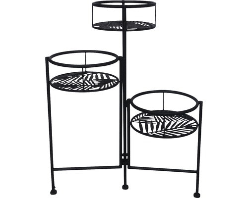 Suport Flori, Pliabil, 3 Ghivece, H 58 Cm, Negru