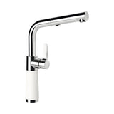 Baterie bucatarie inalta cu dus extractibil SC-540, 2 tipuri de jet, cartus ceramic, Cristadur Polaris, alb
