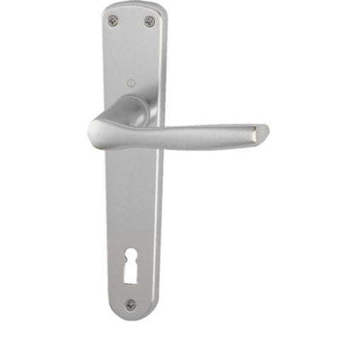 Maner usa interior, Hoppe Milano, cu sild pentru cheie, material aluminiu, culoare argintiu, 90 x 32 mm