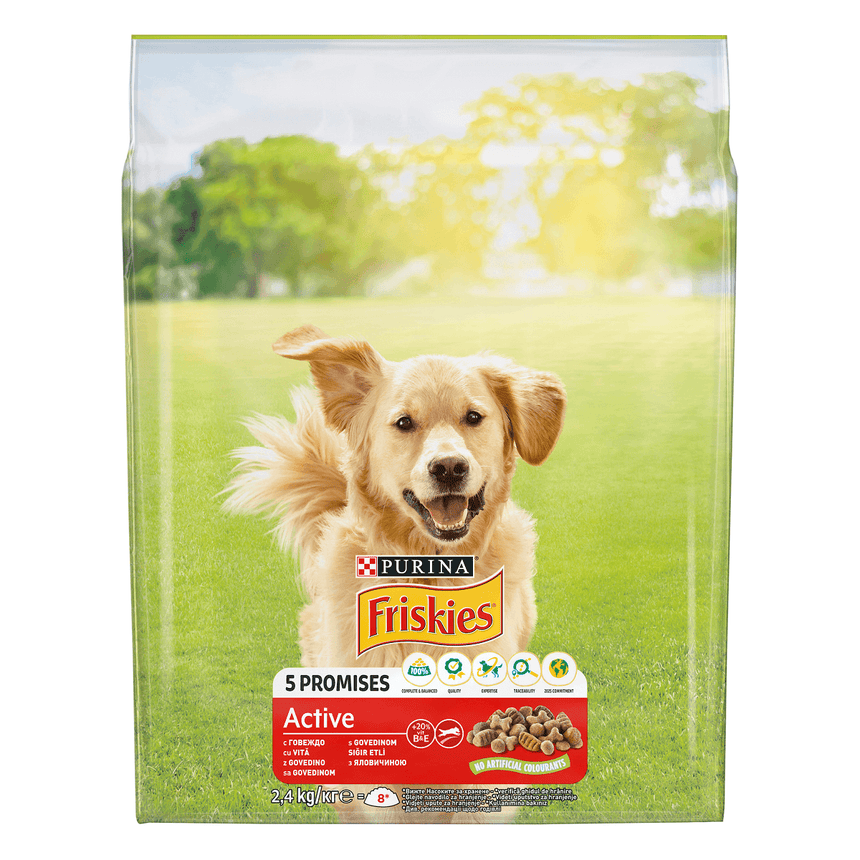 Hrana uscata pentru caini Friskies Active, Vita, 2.4 Kg