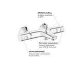 Baterie cada cu termostat Grohe Precision Start, 1/2'', diverter, protectie reflux, filtru impuritati, garnitura ceramica, crom