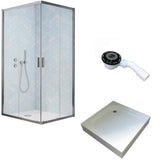 Set Cabina de Dus Patrata Radaway Classic C800 cu Cadita de Dus si Sifon, 80x80 cm, Sticla Transparenta, Profil Crom