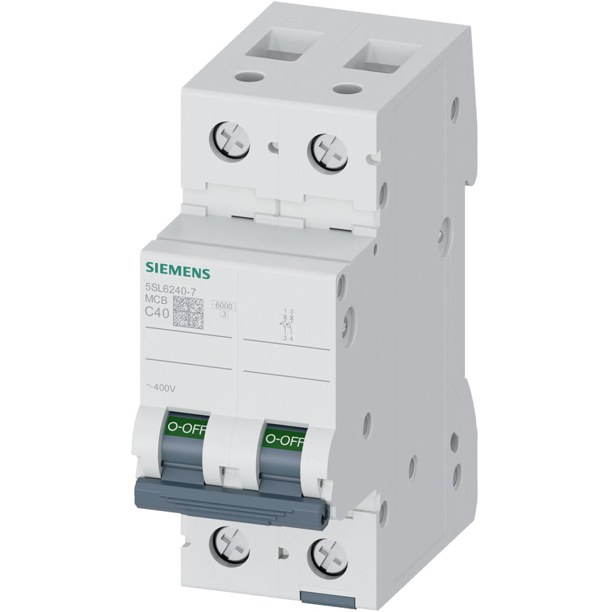 Siguranta electrica automata Siemens 5SL6240-7, latime 2 module, 6kA, 2P, caracteristica C, 40A