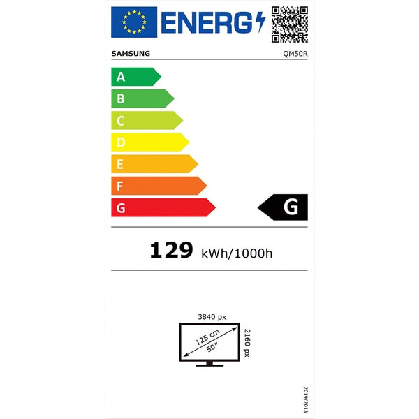 Display Profesional SAMSUNG LH50QMREBGCXEN, 50", Ultra HD 4K, 60Hz, Wi-Fi, Clasa G, Negru