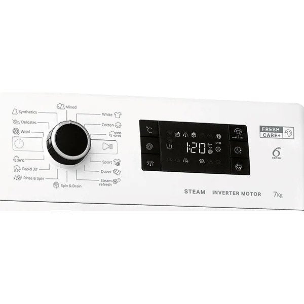 Masina de Spalat Rufe Frontala Slim WHIRLPOOL FWSG 71283 BV EE N, 6th Sense, 7 kg, 1200 rpm, Clasa D, Alb