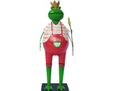 Figurina Broasca Cu Floare Lafiora H 45 Cm, Metal, Verde Si Rosu