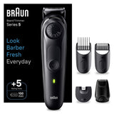 Aparat de tuns barba Braun Beard Trimmer BT5420, Wet&Dry, buton rotativ de precizie, 40 de setari pentru lungime, 1 mini-aparat de ras, 3 piepteni, autonomie 100 minute, Negru