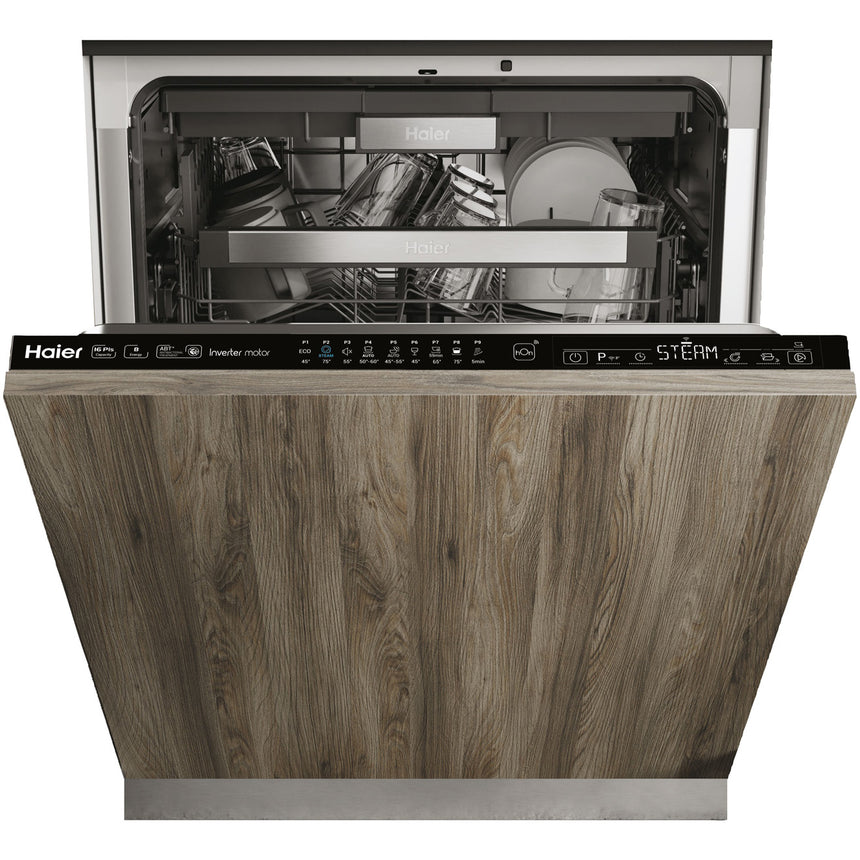 Masina de spalat vase incorporabila Haier XIB 6B2D3FB, 16 seturi, 9 programe, Clasa B, Motor Inverter, WiFi, Aquastop, Senzor incarcare, 60 cm