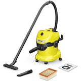 Aspirator multifunctional Karcher WD 4 V-20/6/22, 1000 W, aspirare umeda si uscata, 20 l rezervor, furtun 2.2 m, functie de suflare, galben/negru