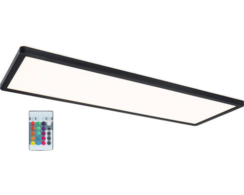 Panou Cu Led Integrat Auria 23w 2000 Lumeni 58x20 Cm, Lumina Rgbw, Montaj Aplicat, Negru, Cu Telecomanda