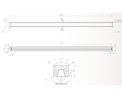 Prag cabina dus drept din granixit 80 cm Arctic