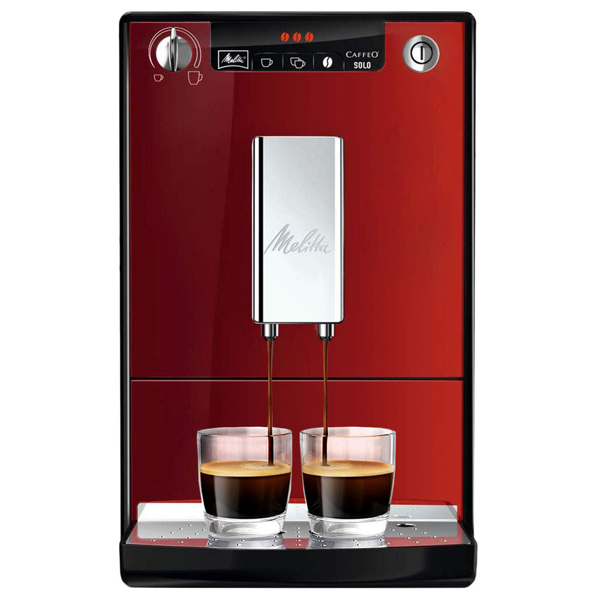 Espressor automat Melitta® Solo, 1400W, 15 bari, 1.2l, Rezervor boabe, Slim 20cm, Rosu