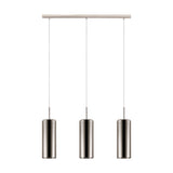 Pendul SELVINO, EGLO, E27, 3x15W, otel, nichel mat, sticla, fumuriu, auriu, 110 x 71 x 10 cm, inaltime reglabila