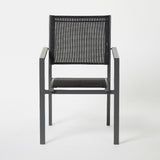 Scaun de gradina Barbana, metalic, cadru din aluminiu negru, culoare negru, 56 x 86 x 59 cm