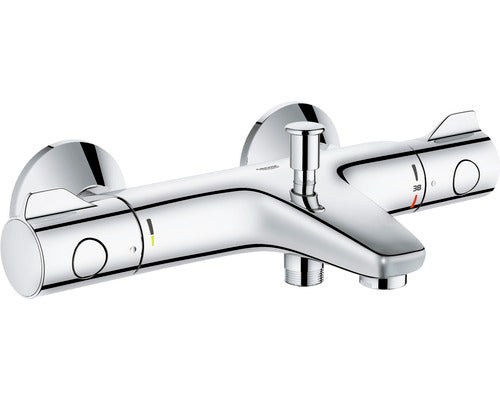 Baterie cada cu termostat Grohe Grohtherm 800, monocomanda, cartus ceramic, filtru impuritati, protectie reflux, diverter, Crom