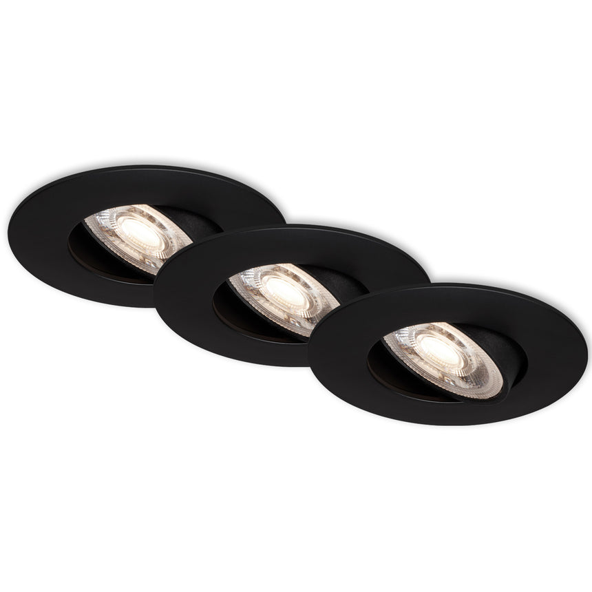 Set 3 spoturi LED Briloner Leuchen Ultra Slim, 3X5W, 3x460 lumeni, driver alimentare inclus, ajustabil, lumina calda (3000K), IP23, Negru