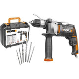Masina de gaurit cu percutie Worx WX318 810W, 3000 r/min, accesorii incluse