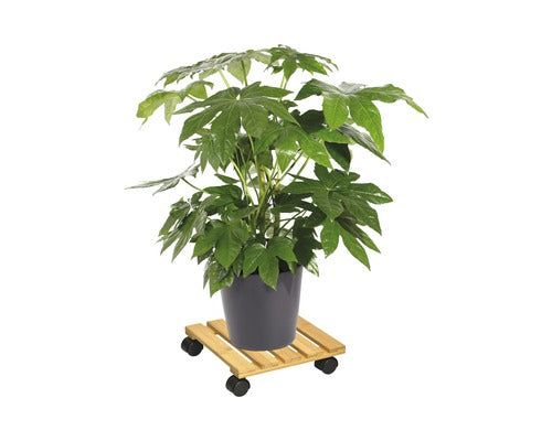 Suport Rulant Plante Wagner Bamboo, Bambus, 29x29 Cm, Capacitate Portanta 100 Kg