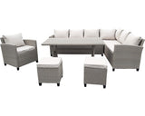 Set Mobilier Gradina Garden Place Madeira Cu Blat Masa Polywood 6 Piese 6 Locuri Bej