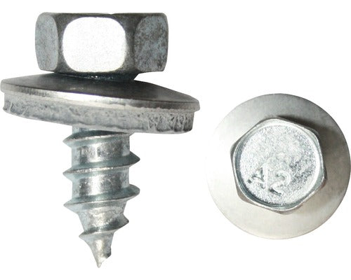 Holsuruburi Autofiletante Cu Cap Hexagonal Si Saiba Cauciuc Epdm Dresselhaus 6, 5x38 Mm Otel Inox A2, 200 Bucati, Pentru Acoperis & Fatade Din Tabla