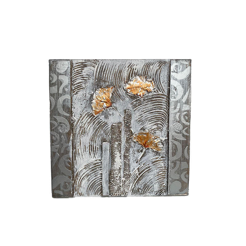 Tablou pictat manual, model Frozen Flowers, panza pe sasiu, dimensiune 30x30 cm