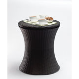 Mini-bar extensibil de gradina Cool Bar Keter, 49.5x49.5x57-82.5 cm, plastic, aspect ratan, gri